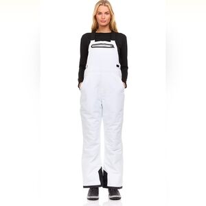 Women's White Snow Bib Overalls